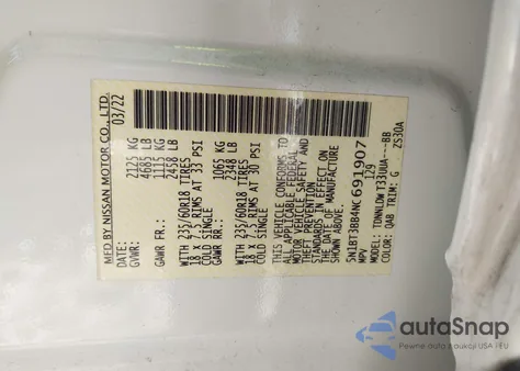 2022 Nissan Rogue Sv Intelligent Awd from USA, damaged, VIN 5N1BT3BB4NC691907